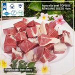 Beef TOPSIDE Australia frozen daging rendang dendeng DICED DADU CUTS 4cm 1.5" (price/pack 600g 6-7pcs)